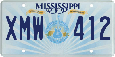 MS license plate XMW412