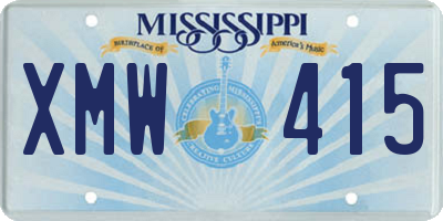 MS license plate XMW415