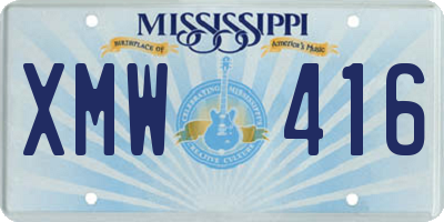 MS license plate XMW416