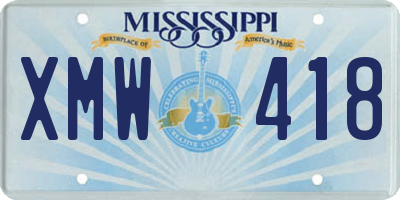 MS license plate XMW418