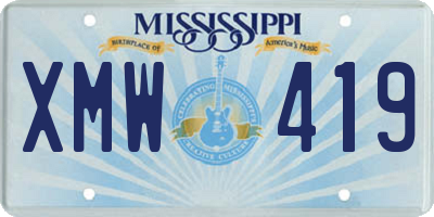 MS license plate XMW419