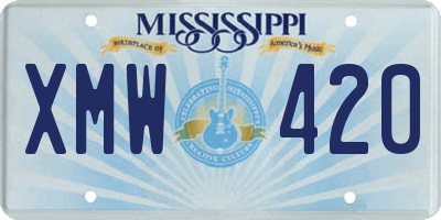 MS license plate XMW420