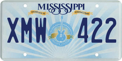 MS license plate XMW422