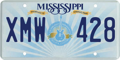 MS license plate XMW428
