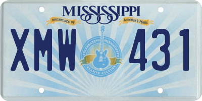 MS license plate XMW431