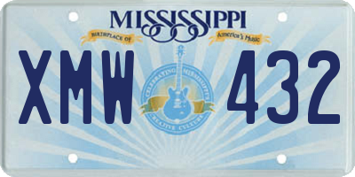 MS license plate XMW432