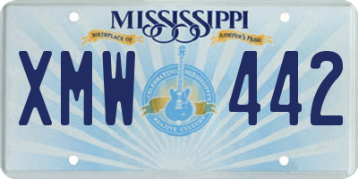 MS license plate XMW442