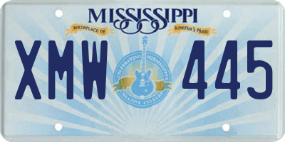 MS license plate XMW445