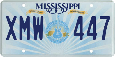 MS license plate XMW447