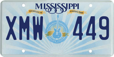 MS license plate XMW449