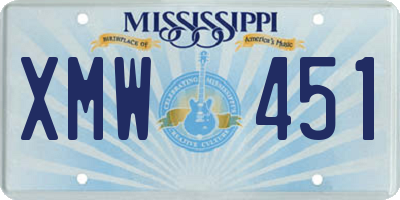 MS license plate XMW451