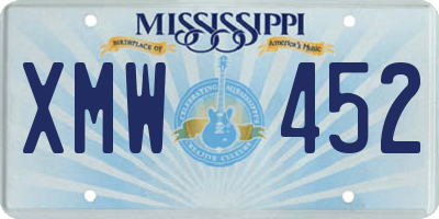 MS license plate XMW452