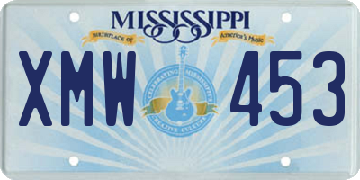 MS license plate XMW453