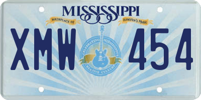 MS license plate XMW454