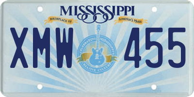 MS license plate XMW455