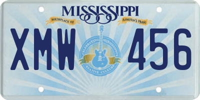 MS license plate XMW456