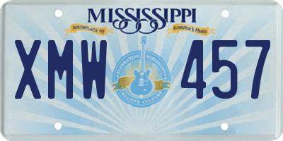 MS license plate XMW457