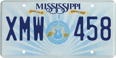 MS license plate XMW458