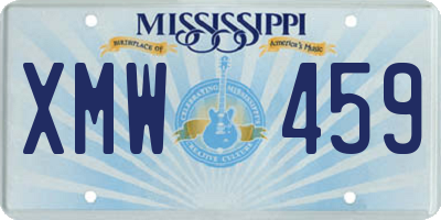 MS license plate XMW459