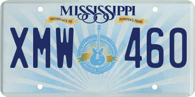 MS license plate XMW460