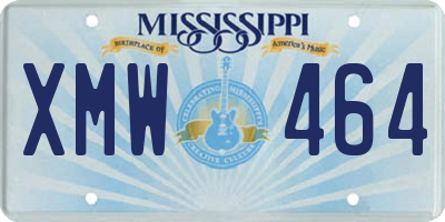 MS license plate XMW464
