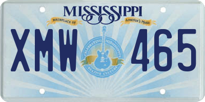 MS license plate XMW465