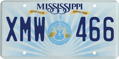 MS license plate XMW466