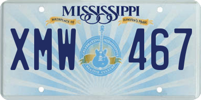 MS license plate XMW467