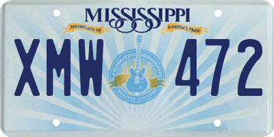 MS license plate XMW472