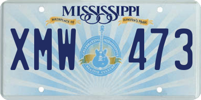 MS license plate XMW473