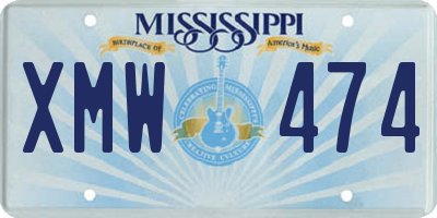 MS license plate XMW474