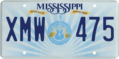 MS license plate XMW475
