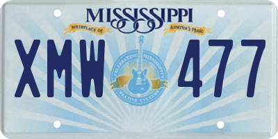 MS license plate XMW477