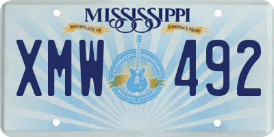 MS license plate XMW492