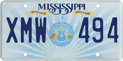 MS license plate XMW494