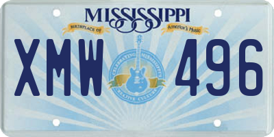 MS license plate XMW496