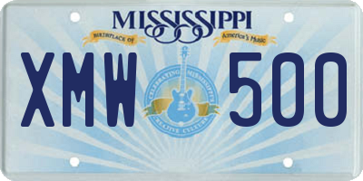 MS license plate XMW500