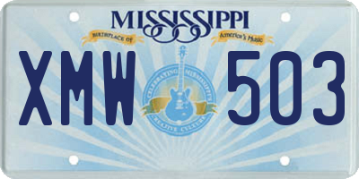 MS license plate XMW503