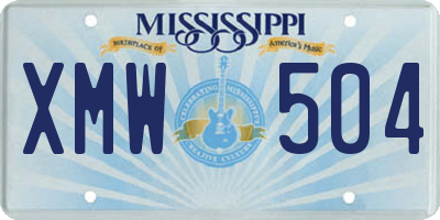 MS license plate XMW504