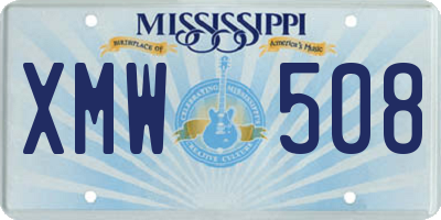 MS license plate XMW508