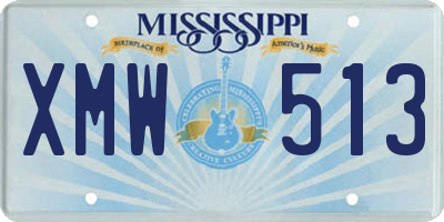 MS license plate XMW513