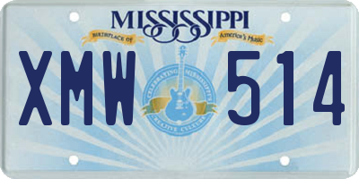 MS license plate XMW514