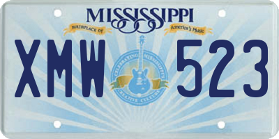 MS license plate XMW523
