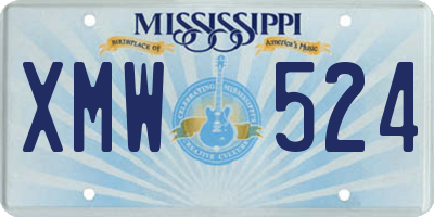 MS license plate XMW524