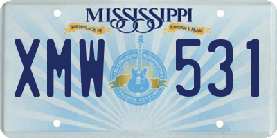 MS license plate XMW531