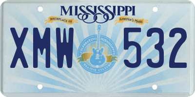 MS license plate XMW532