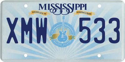 MS license plate XMW533