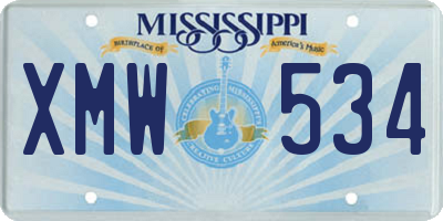 MS license plate XMW534