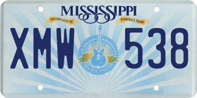MS license plate XMW538