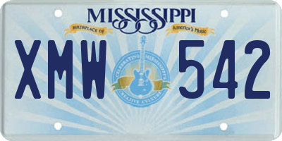 MS license plate XMW542
